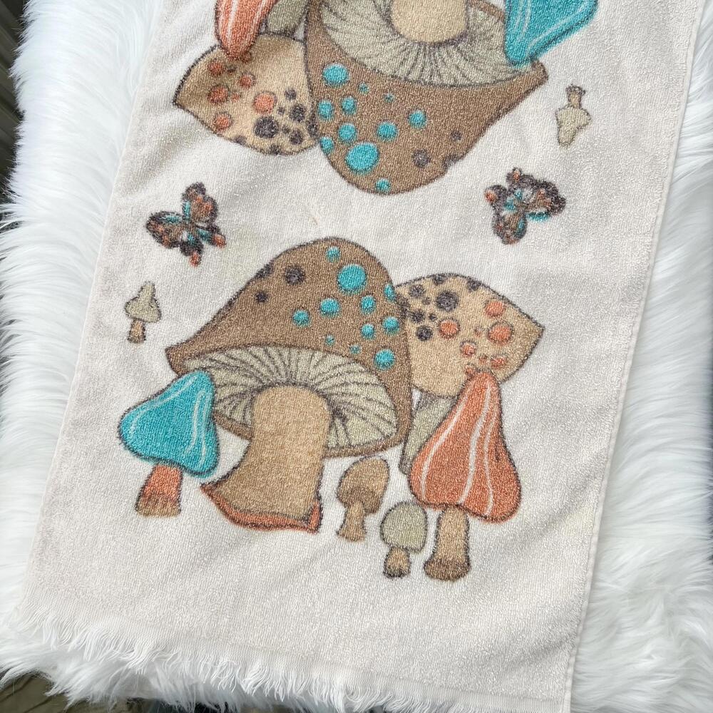 Cannon USA, vintage mushroom toadstool towel hand towel